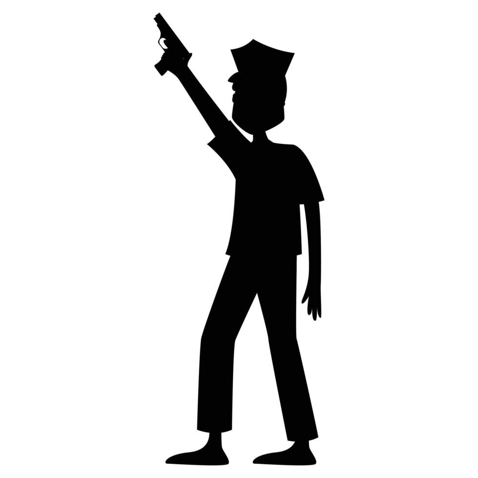 Policeman Officer Silhouette Standing Strong and Alert vector
