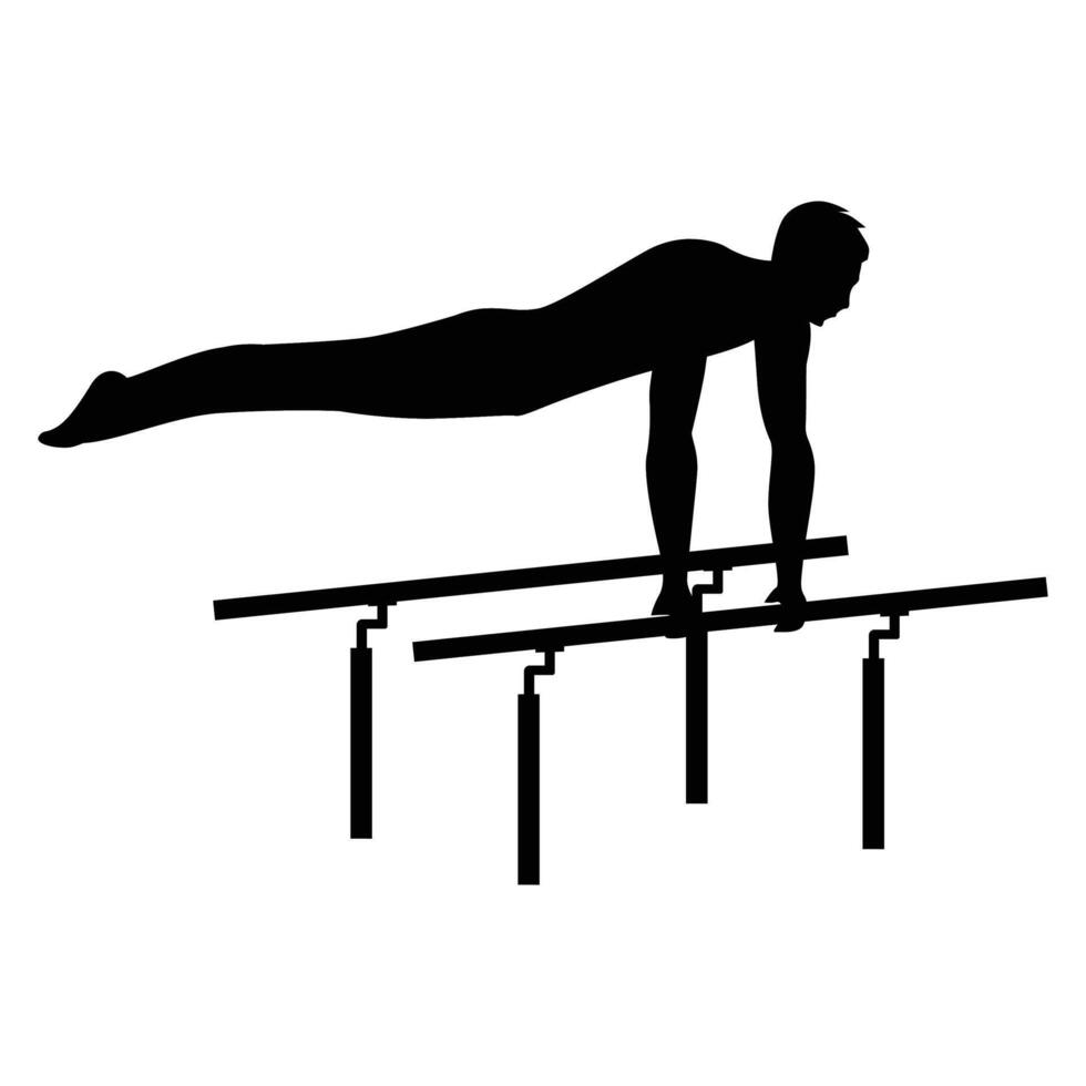 Gymnastics Athlete Silhouette Male in Dynamic Pose vector