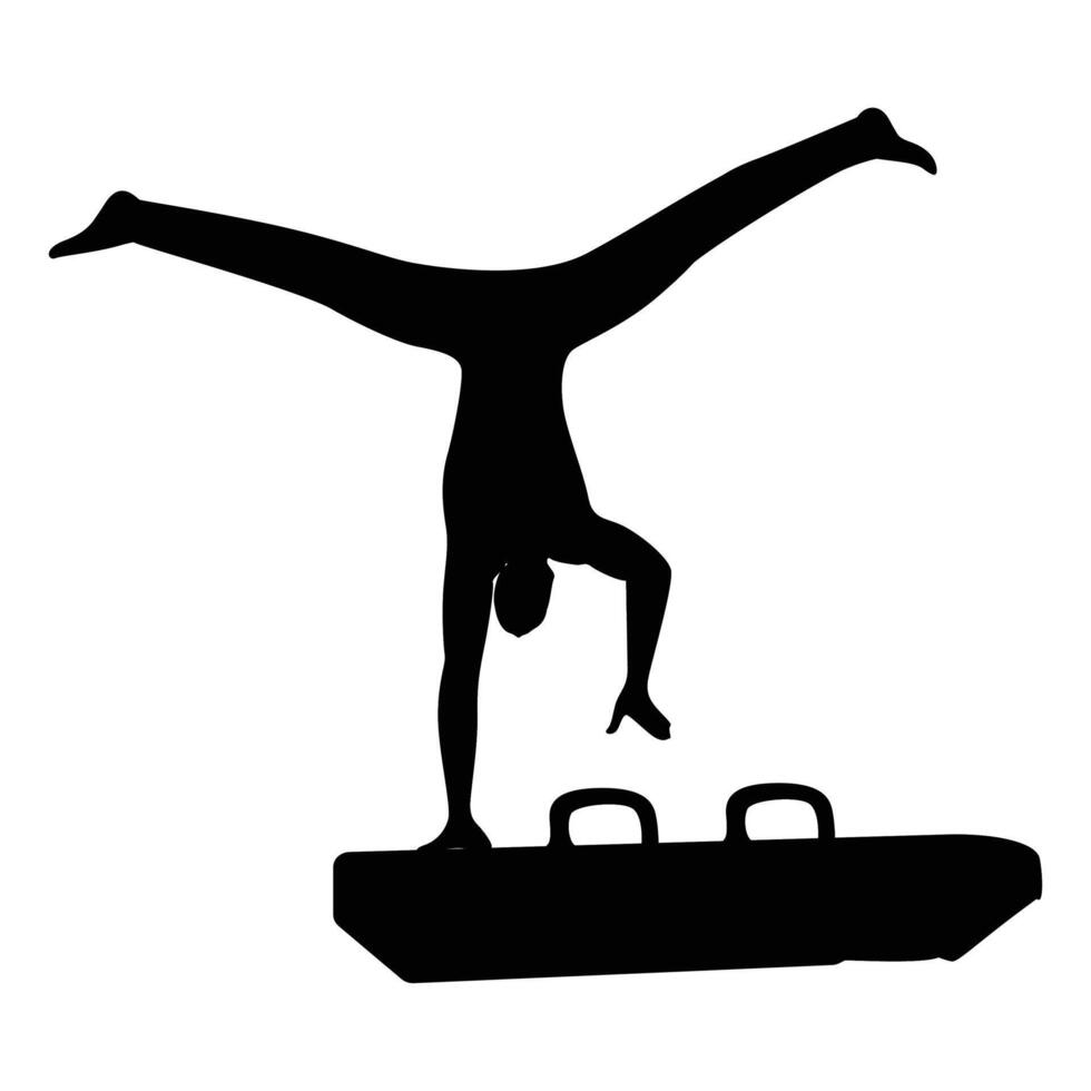 Gymnastics Athlete Silhouette Male in Dynamic Pose vector