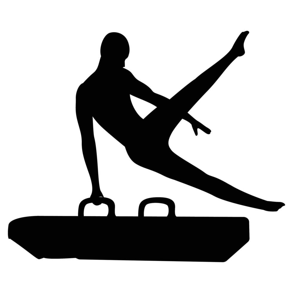 Gymnastics Athlete Silhouette Male in Dynamic Pose vector