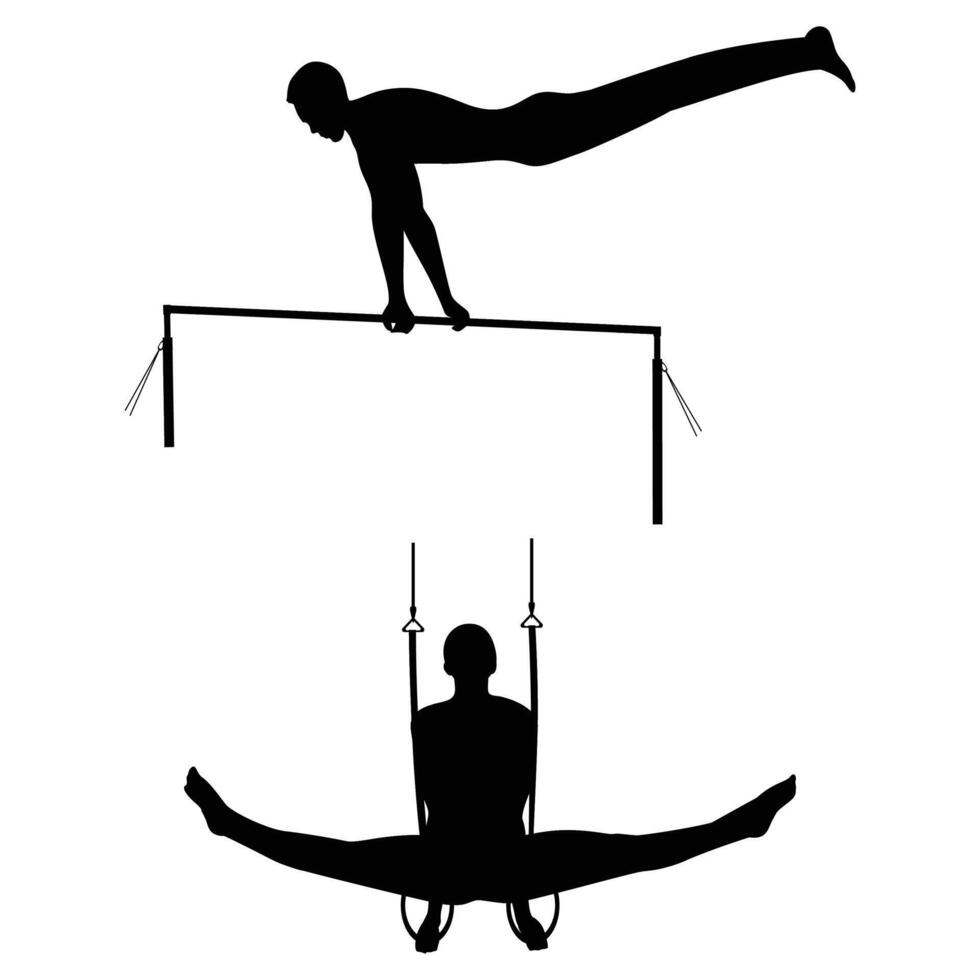 Gymnastics Athlete Silhouette Male in Dynamic Pose vector
