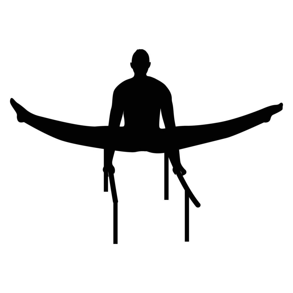 Gymnastics Athlete Silhouette Male in Dynamic Pose vector