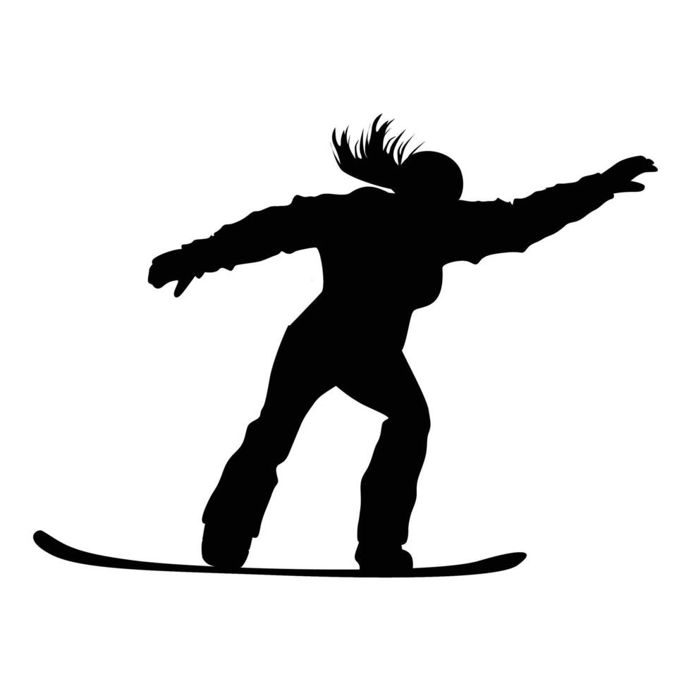 Silhouettes of Woman with a Snowboard Winter Adventure vector