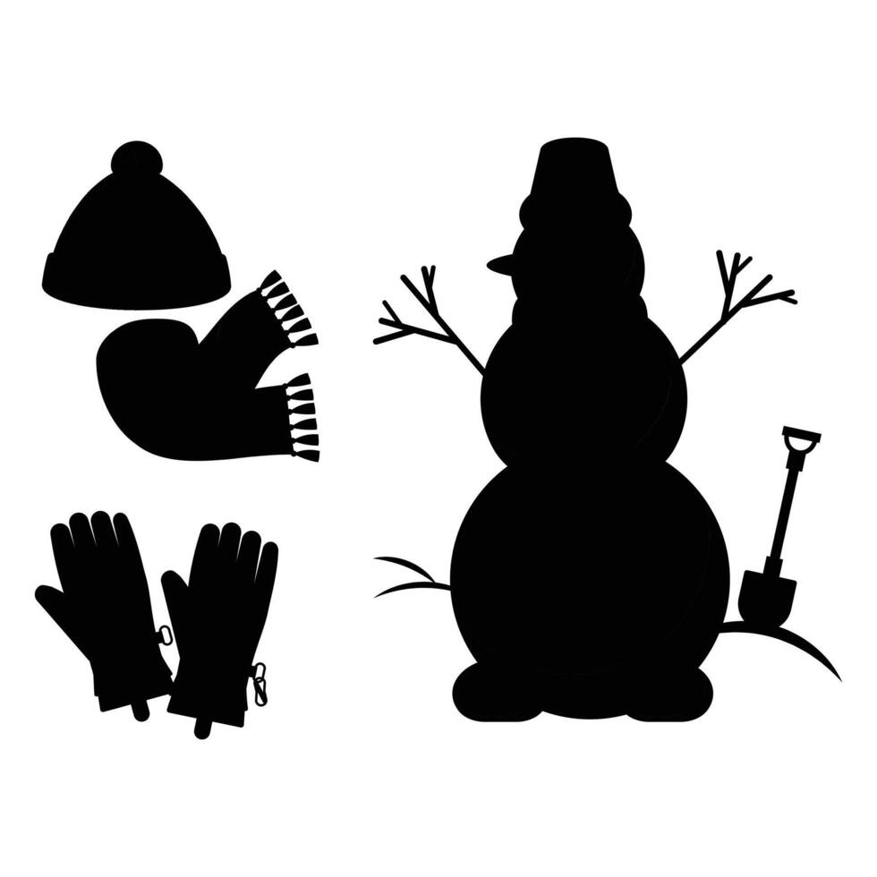 Winter Equipment Silhouettes Snow Gear and Accessories vector