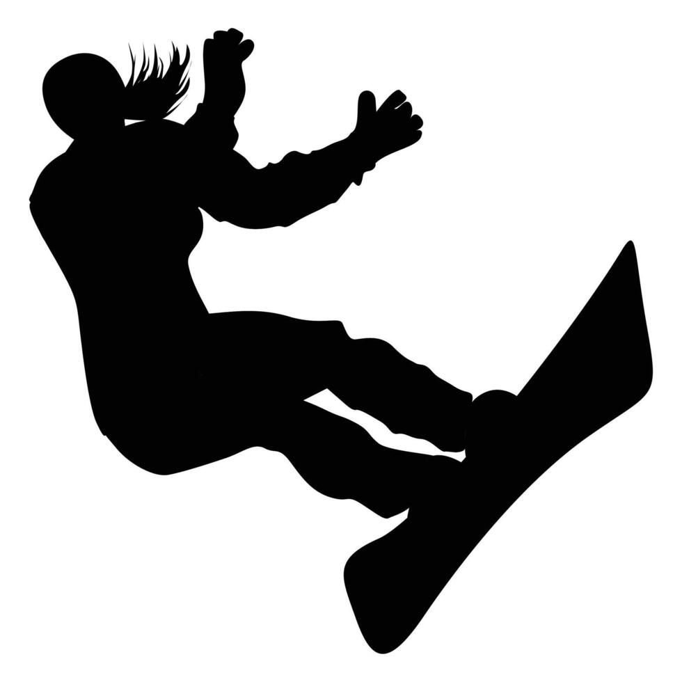 Silhouettes of Woman with a Snowboard Winter Adventure vector