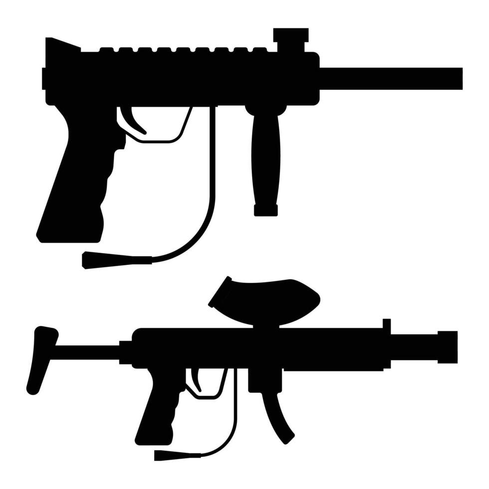 Silhouette of Paintball and Airsoft Equipment and Outfit vector