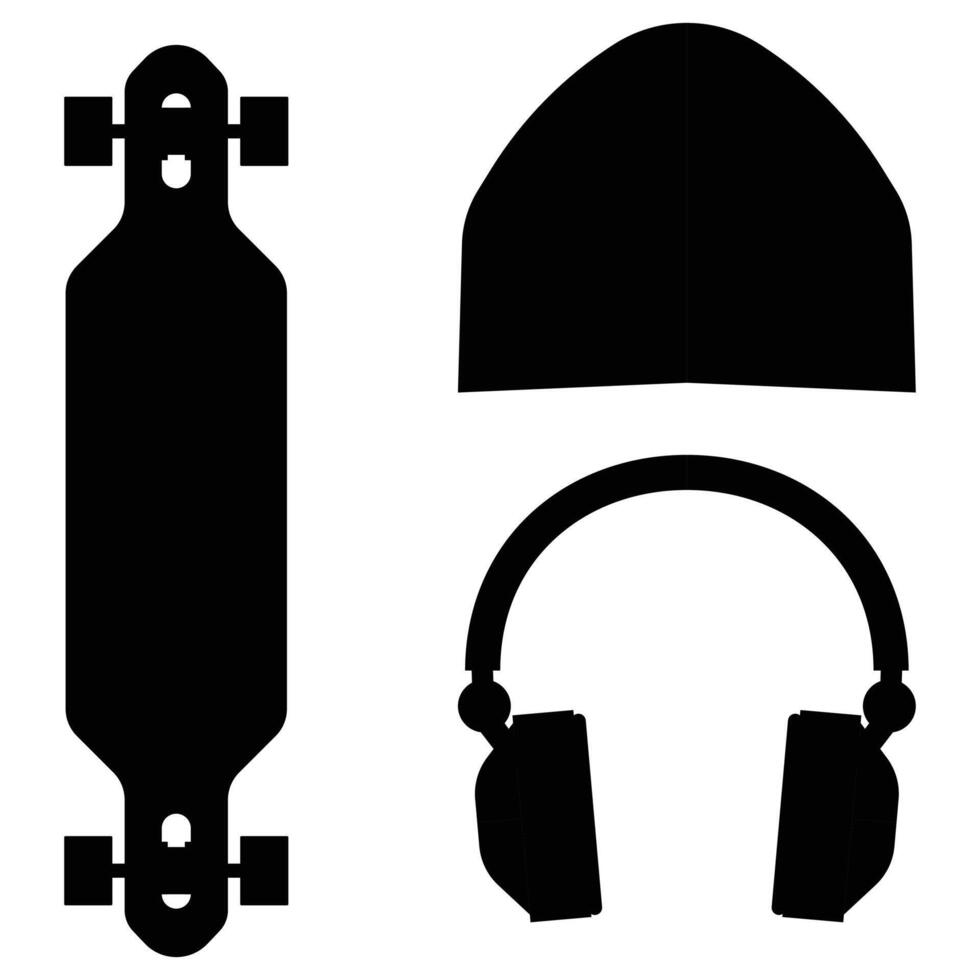Skateboarding Equipment Silhouette Skateboard and Accessories vector