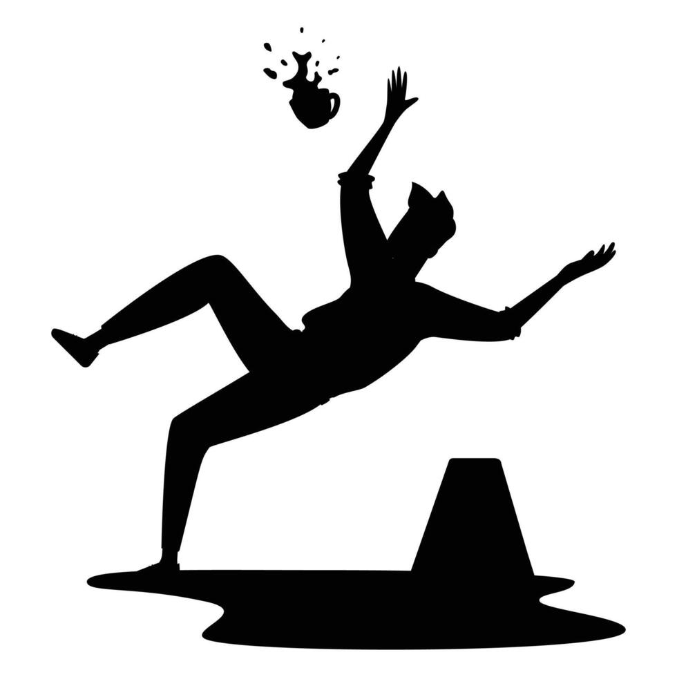 Silhouettes of People Falling Down Stairs and Over the Edge vector