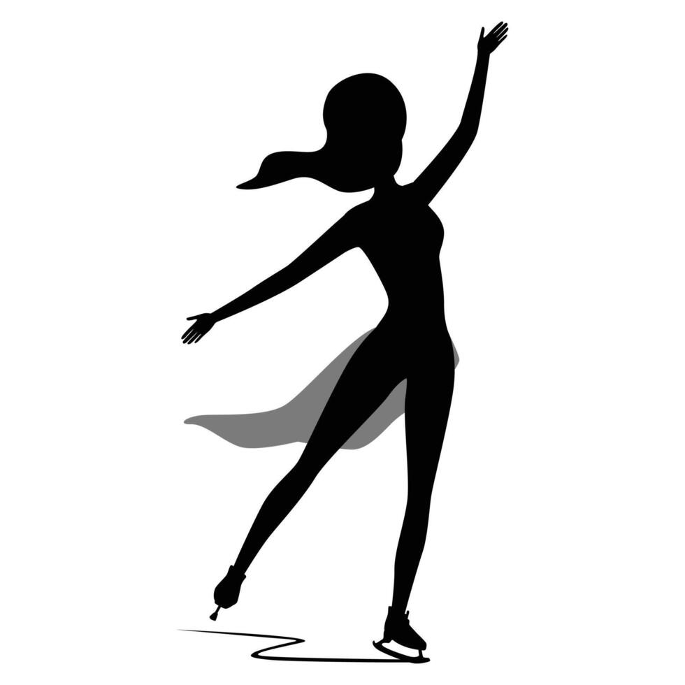 Skating Woman Sport Silhouette Graceful Motion on Ice vector