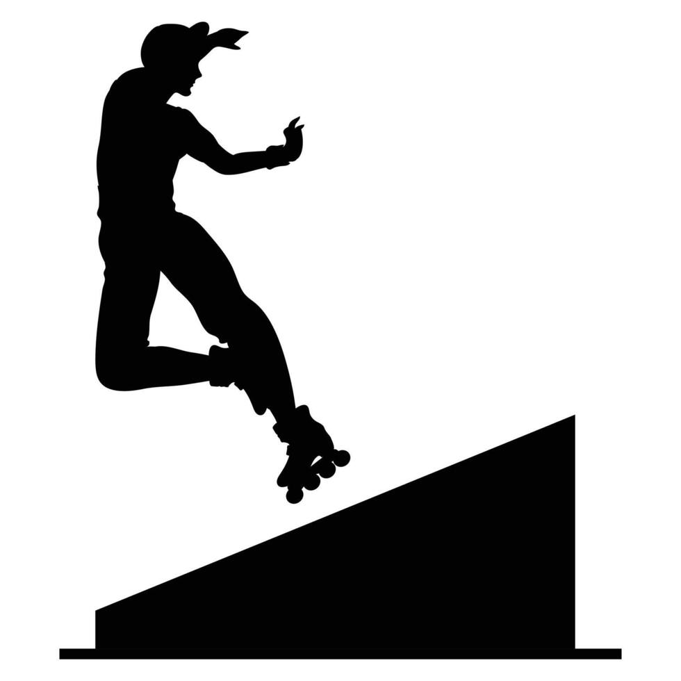 Skateboard, Kick Scooter, Bike, and Roller Skate Silhouettes Dynamic Action vector