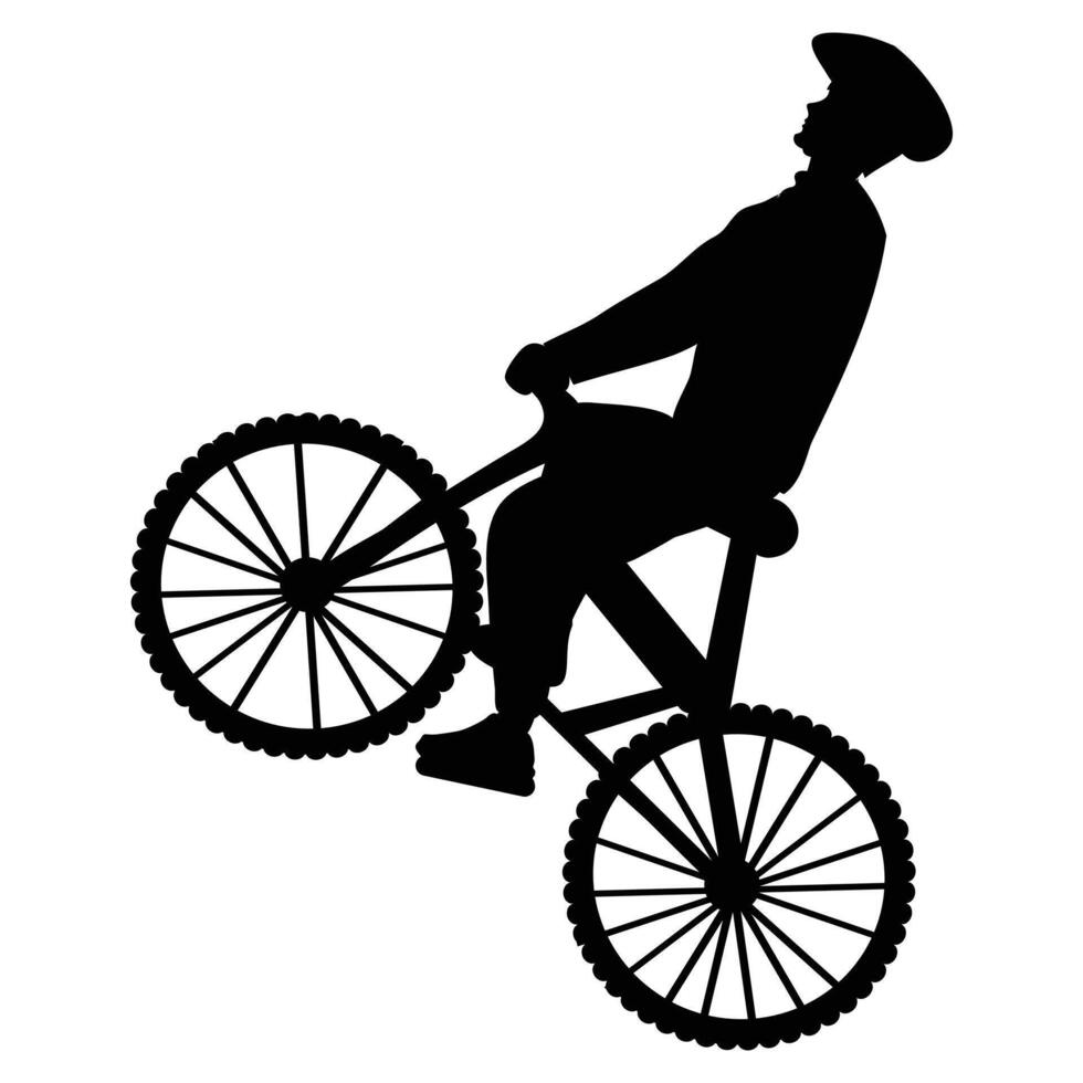 Bicycle Silhouette People Riding in Motion Against Scenic Background vector