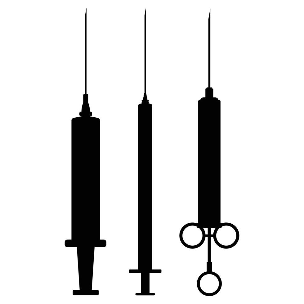 Silhouettes of Syringes Medical and Healthcare Tools vector