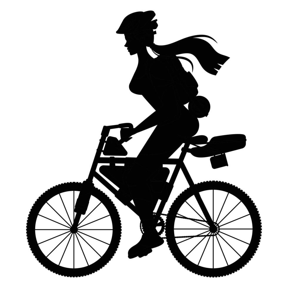 Bike Silhouette Against Sunset for Tourism Adventure vector