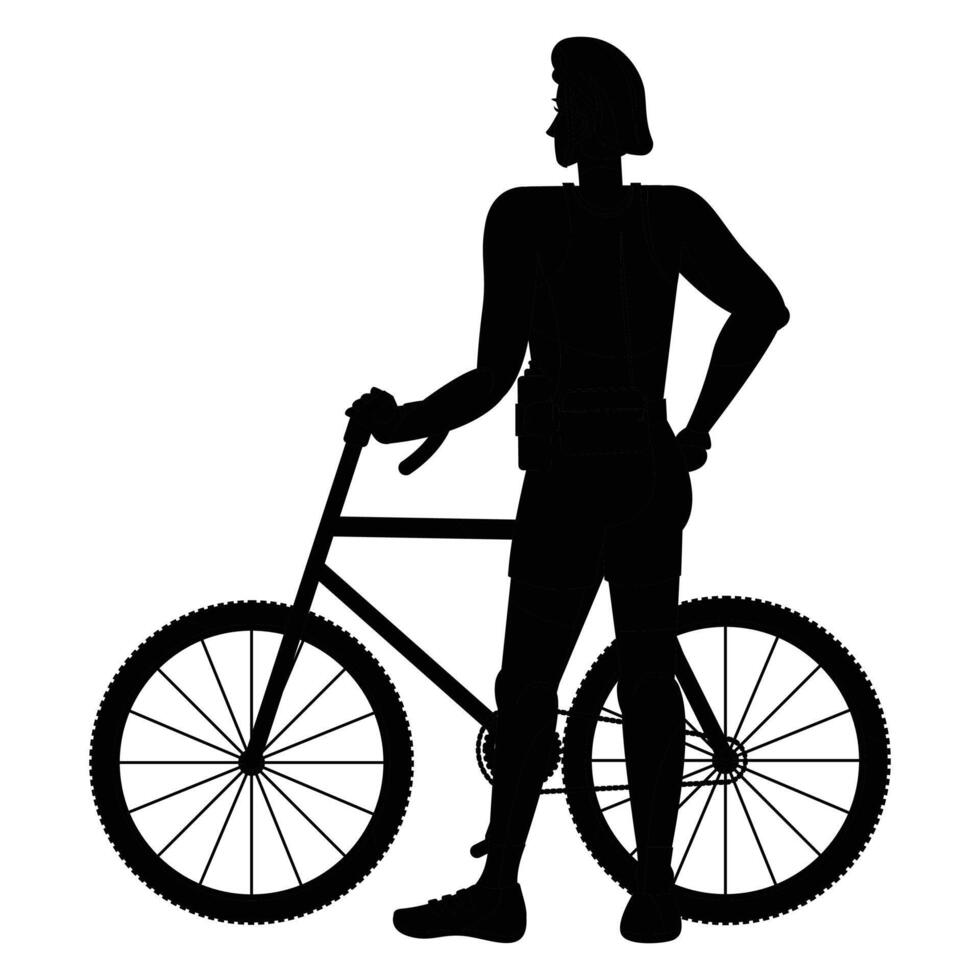 Bike Silhouette Against Sunset for Tourism Adventure vector