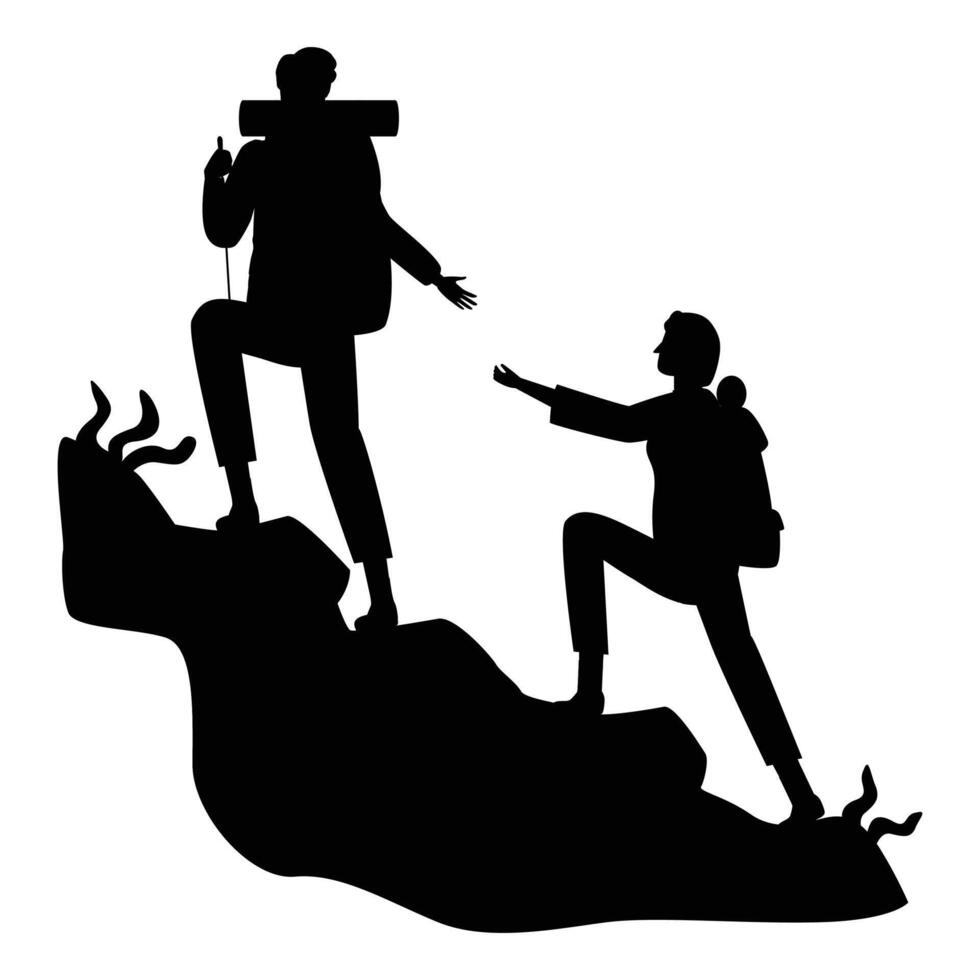 Hiker People Exploring Mountain Trails in Nature vector