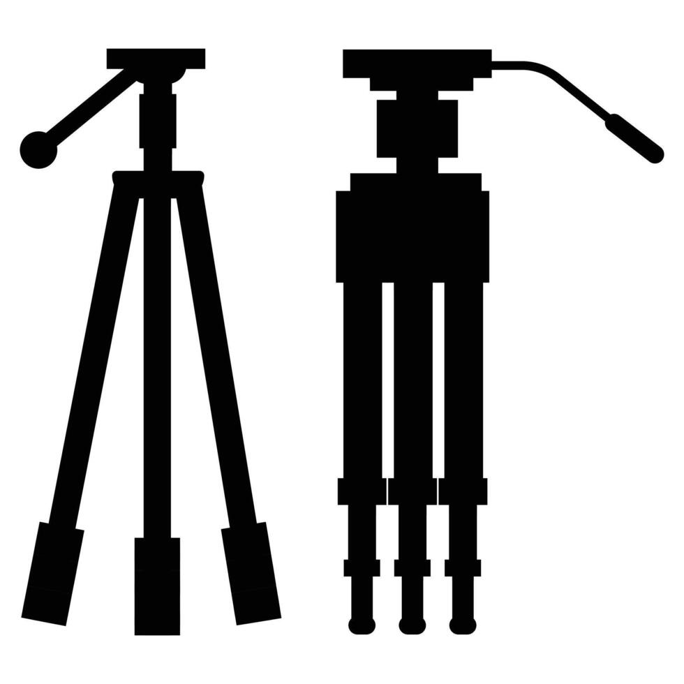 Tripod with Photo Camera Silhouette Against Sunset vector
