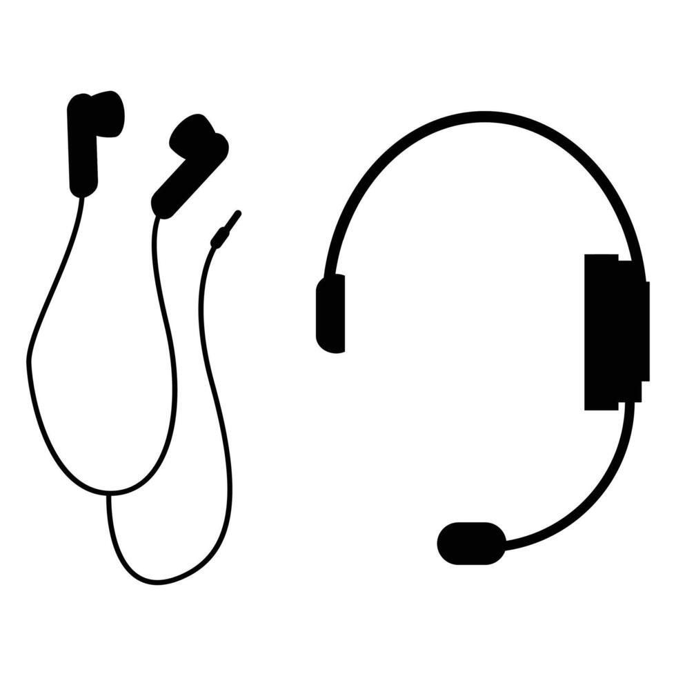 Headset Silhouette on a white Background vector