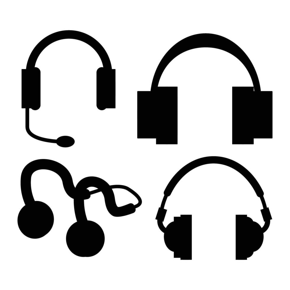 Headset Silhouette on a white Background vector
