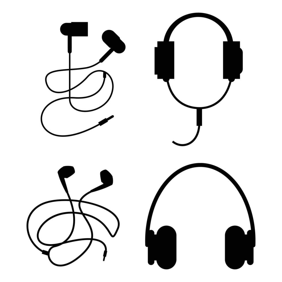 Headset Silhouette on a white Background vector