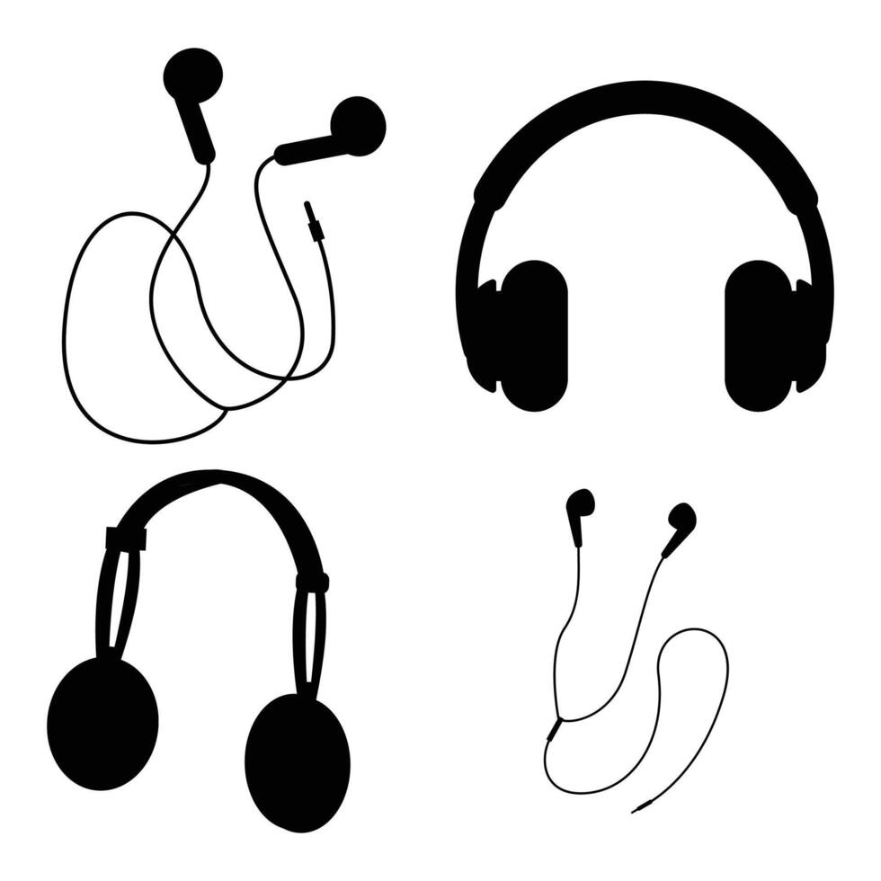 Headset Silhouette on a white Background vector