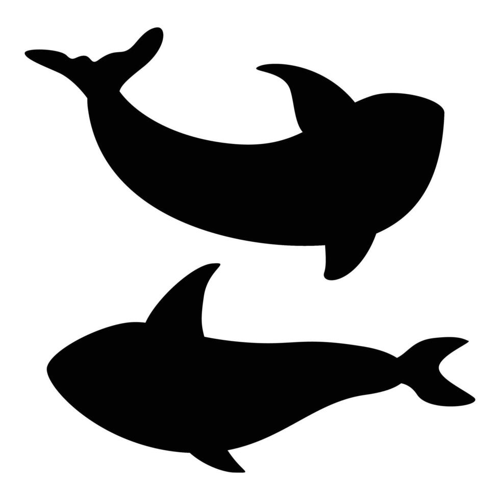 Killer Whale Set of Silhouettes on White Background vector