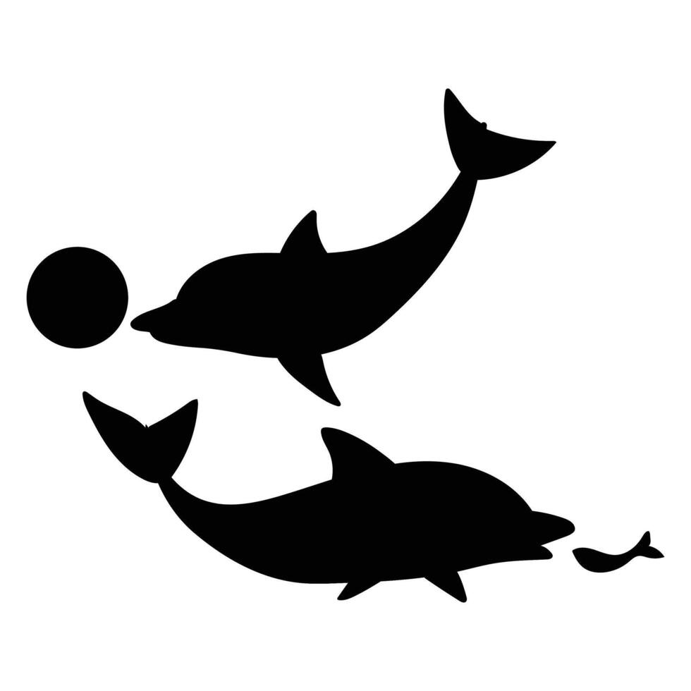 Dolphins Silhouette Jumping in Ocean Waves vector