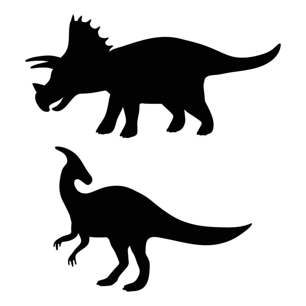 Different Dinosaur Silhouettes on a White Background vector