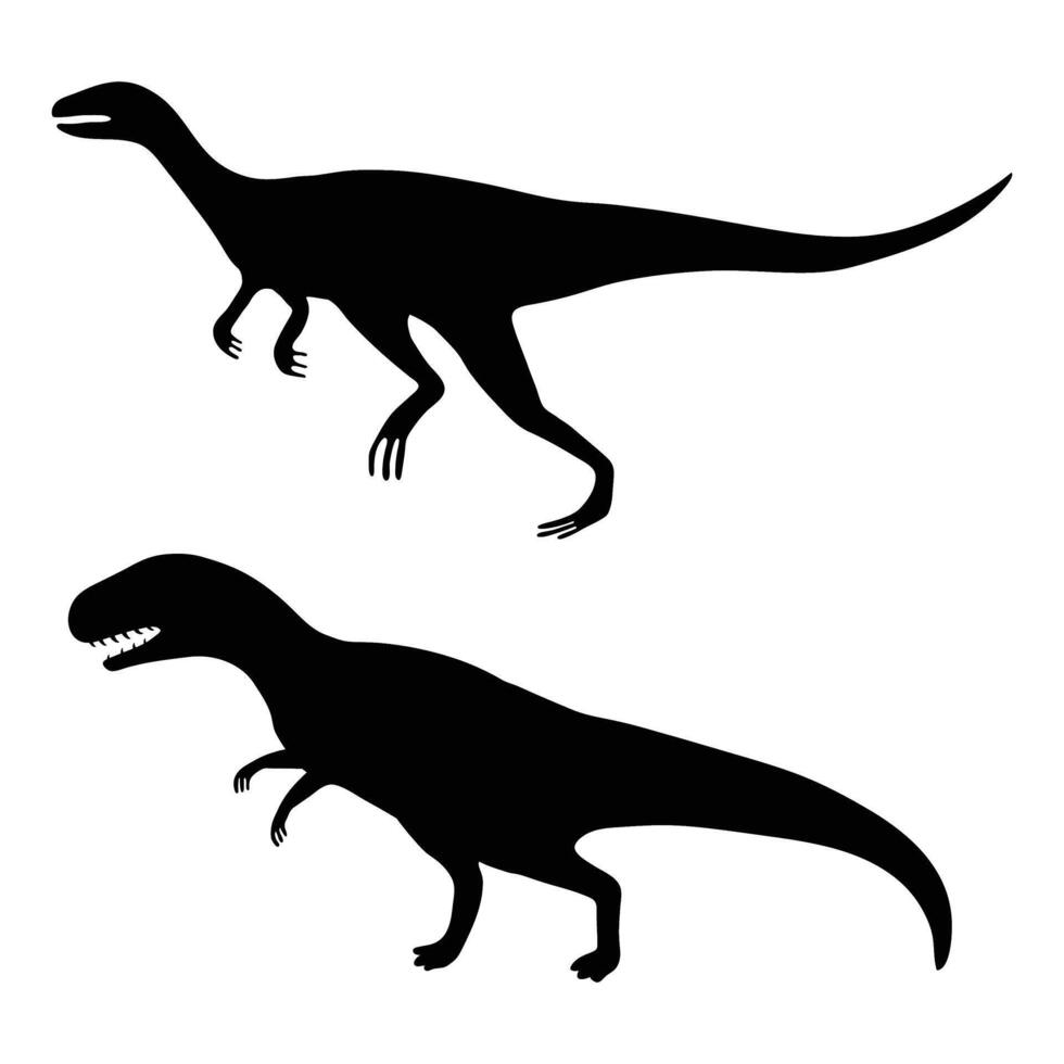 Different Dinosaur Silhouettes on a White Background vector