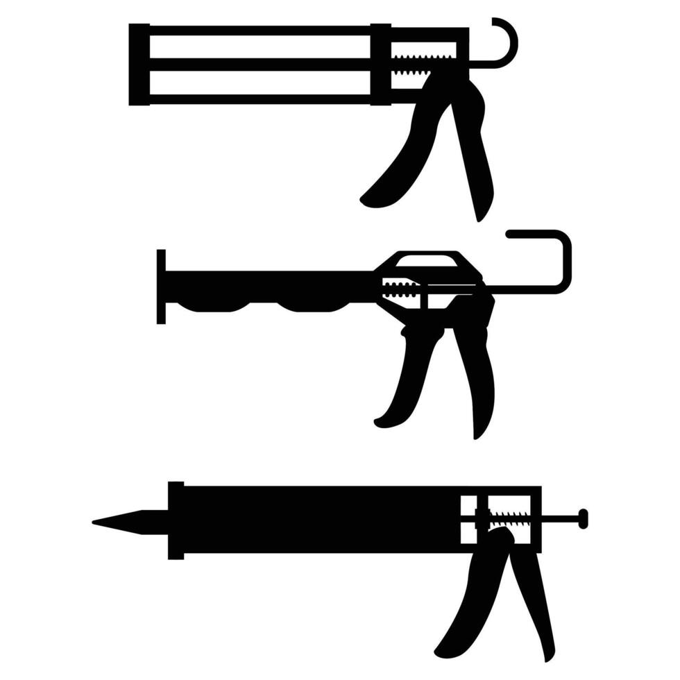 Caulk Gun Silhouette on a White Background vector