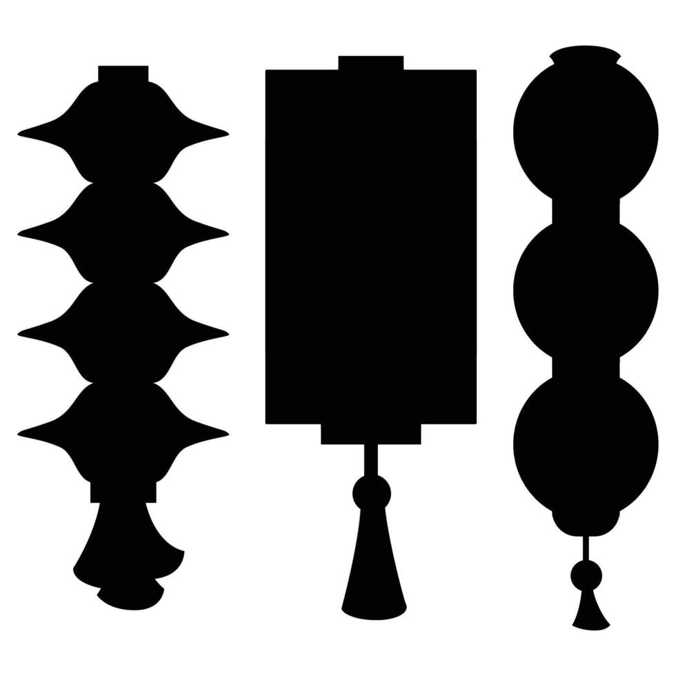 Chinese Lanterns Silhouette Against a Night Sky vector