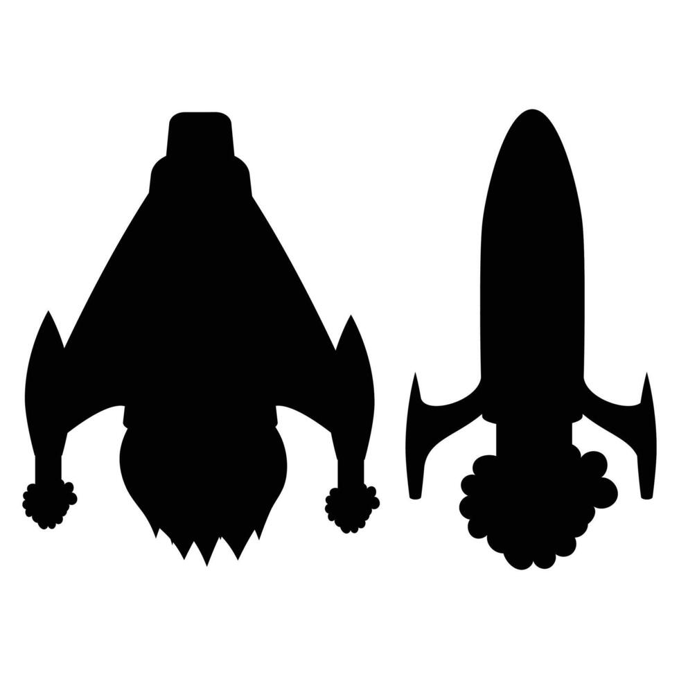 Rocket Silhouettes Launching Against a Sunset Sky vector