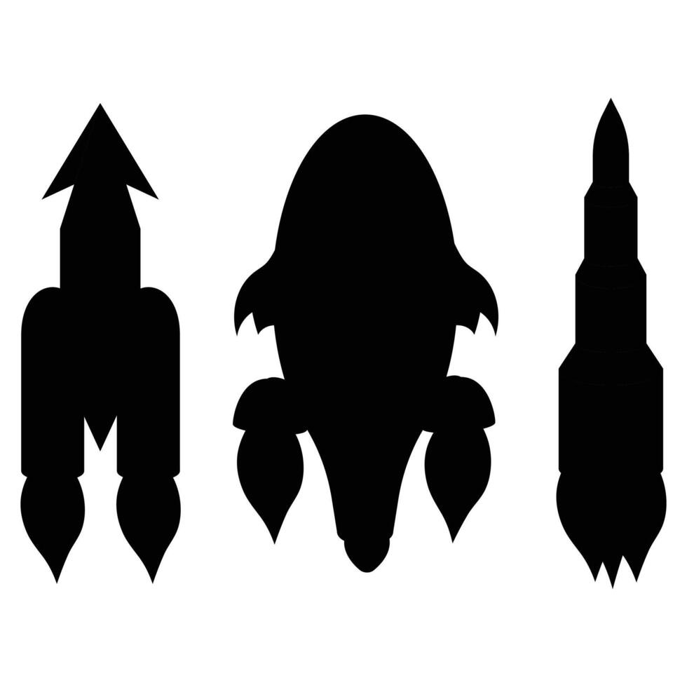 Rocket Silhouettes Launching Against a Sunset Sky vector