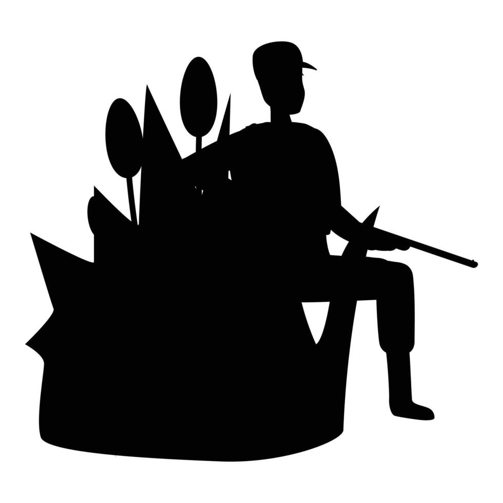 Hunter Silhouette with white background vector
