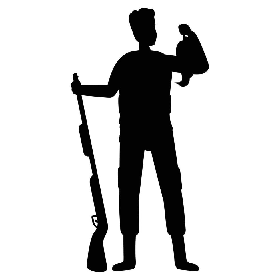Hunter Silhouette with white background vector
