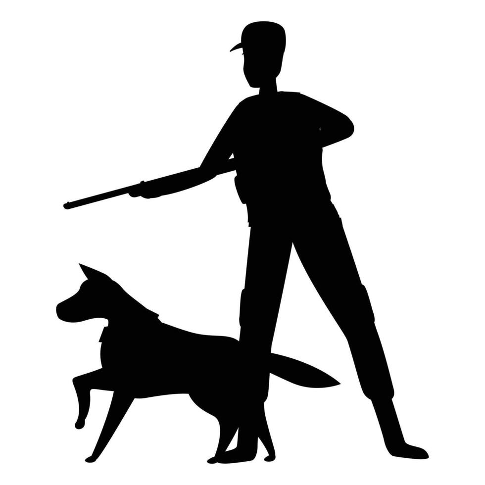 Hunter Silhouette with white background vector