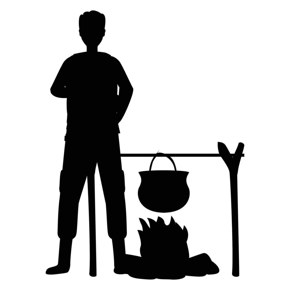 Hunter Silhouette with white background vector