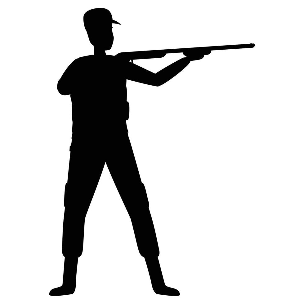 Hunter Silhouette with white background vector