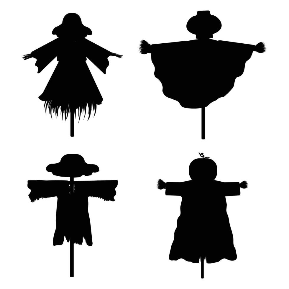 Garden Scarecrow Silhouette in a Field at Dusk vector