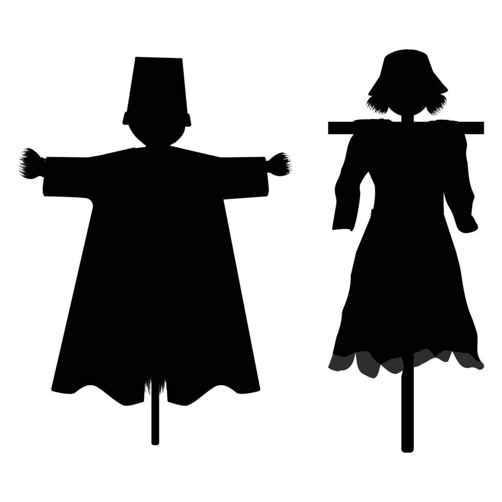 Garden Scarecrow Silhouette in a Field at Dusk vector