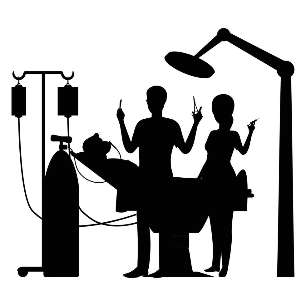 Professional Doctors Silhouettes in Medical Uniforms vector