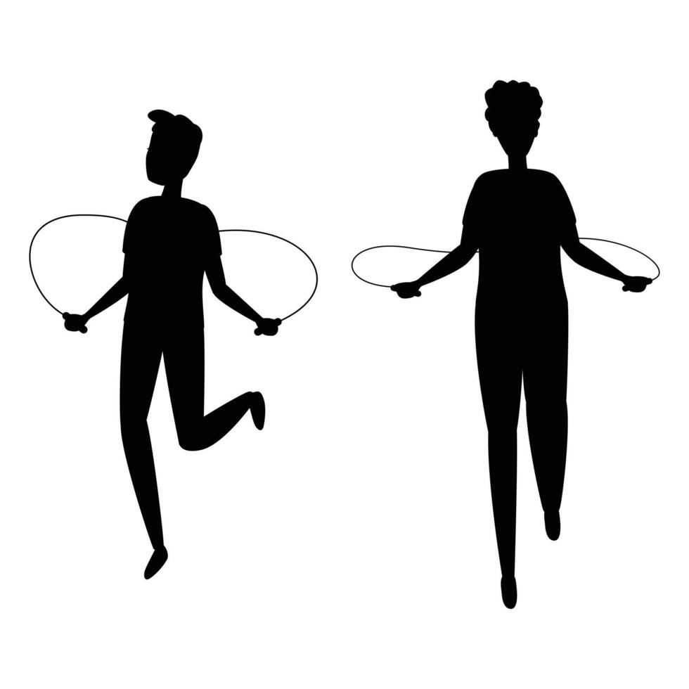Silhouette of Fitness Enthusiast Jumping Rope vector