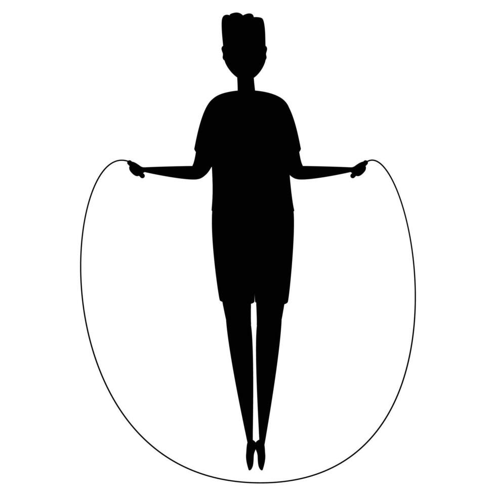 Silhouette of Fitness Enthusiast Jumping Rope vector
