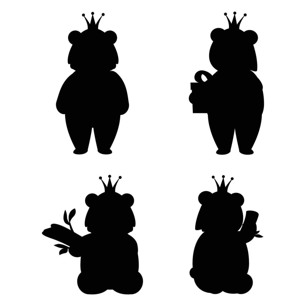 Panda Bear with a Crown on Its Head Silhouette vector