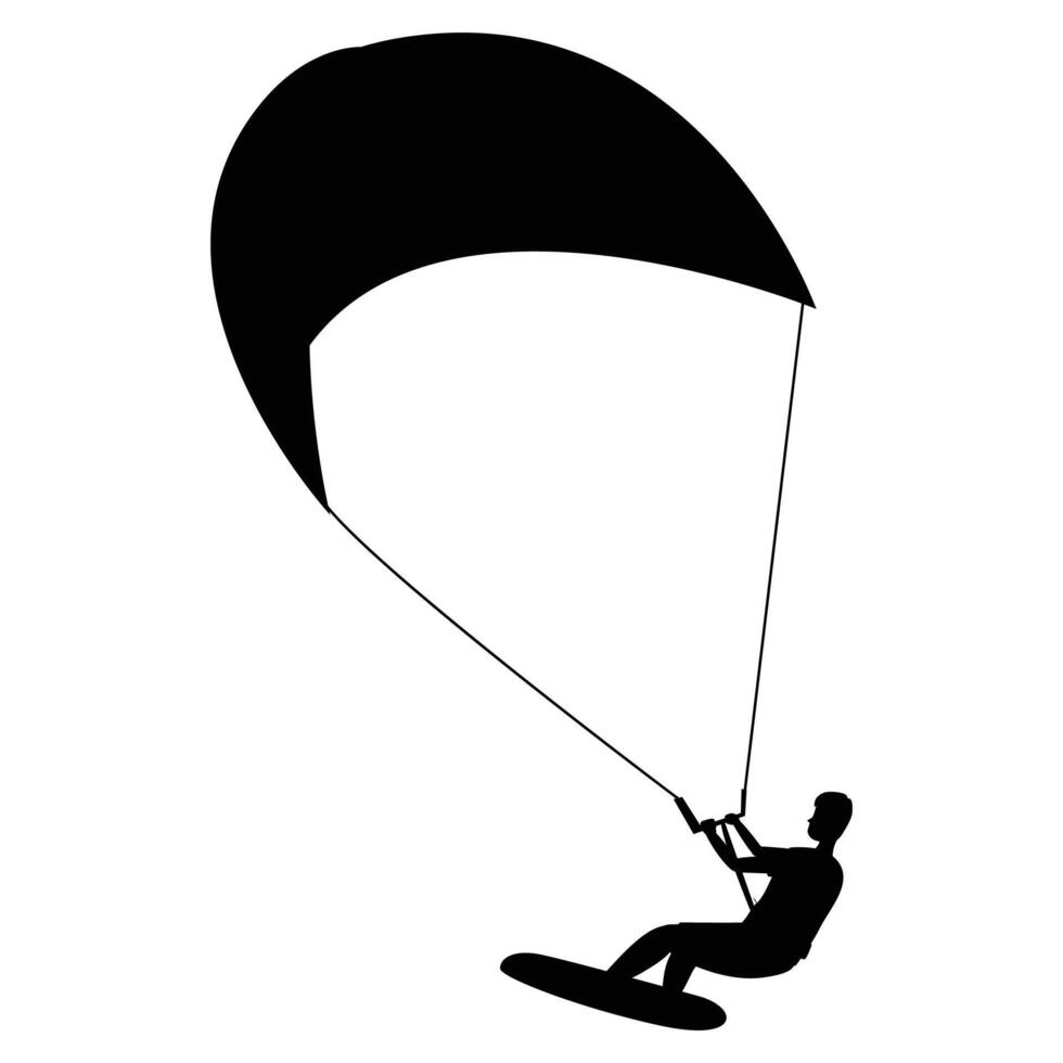Kitesurfing People Silhouette Against a Sunset Ocean vector
