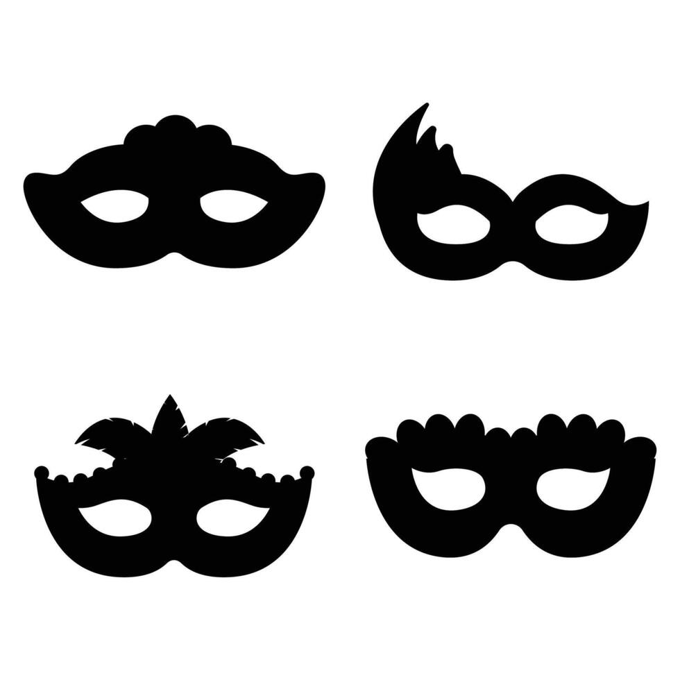 Carnival Masks Silhouettes on a white Background vector