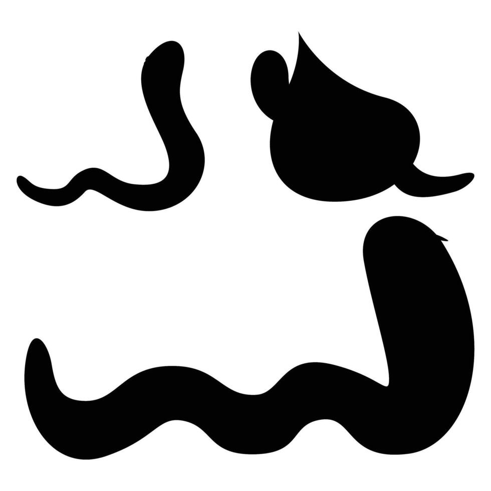 Earthworm Silhouette Crawling on the Ground vector