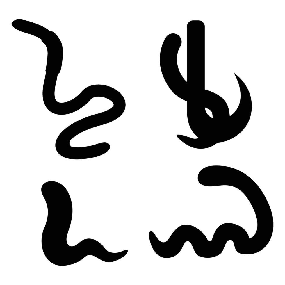 Earthworm Silhouette Crawling on the Ground vector