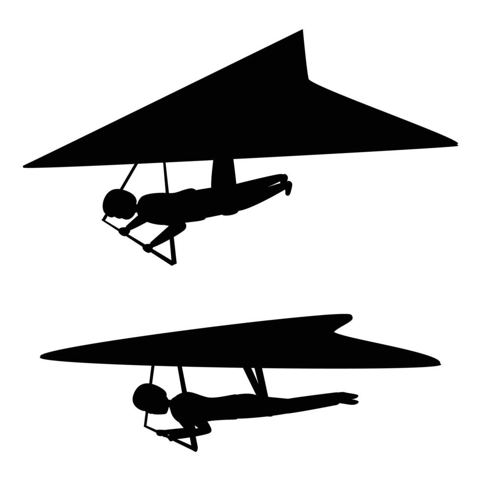 Hang Glider Silhouette with People Soaring in the Sky vector