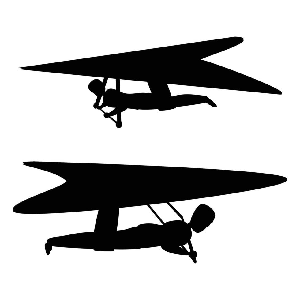 Hang Glider Silhouette with People Soaring in the Sky vector