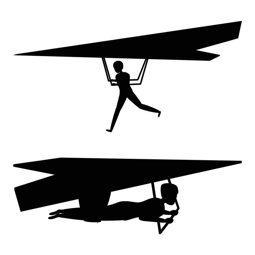 Hang Glider Silhouette with People Soaring in the Sky vector